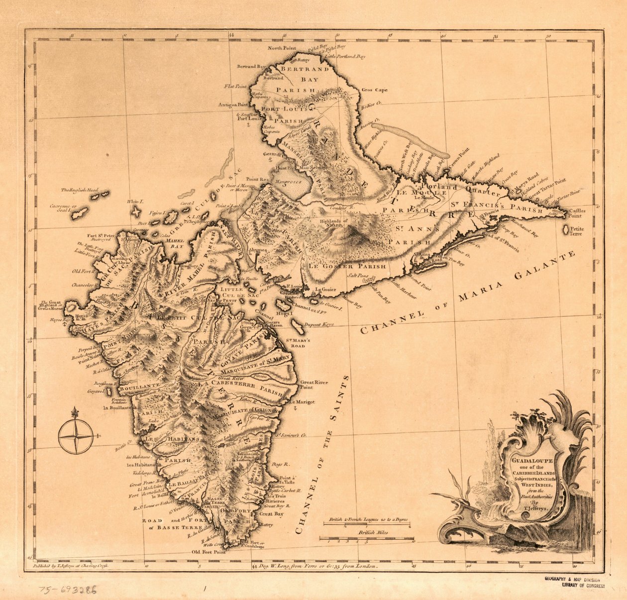 Guadaloupe, een van de Caribbe-eilanden onder Frans gezag in West-Indië, LOC 75693286 door Thomas Jefferys
