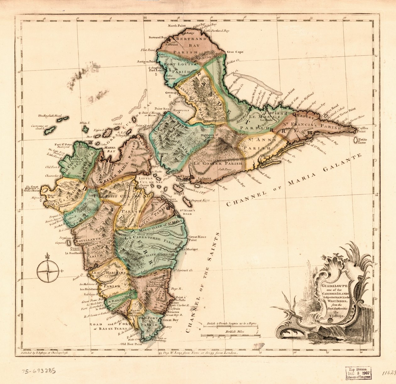 Guadaloupe, een van de Caribbe-eilanden onder Frans gezag in West-Indië, LOC 75693285 door Thomas Jefferys