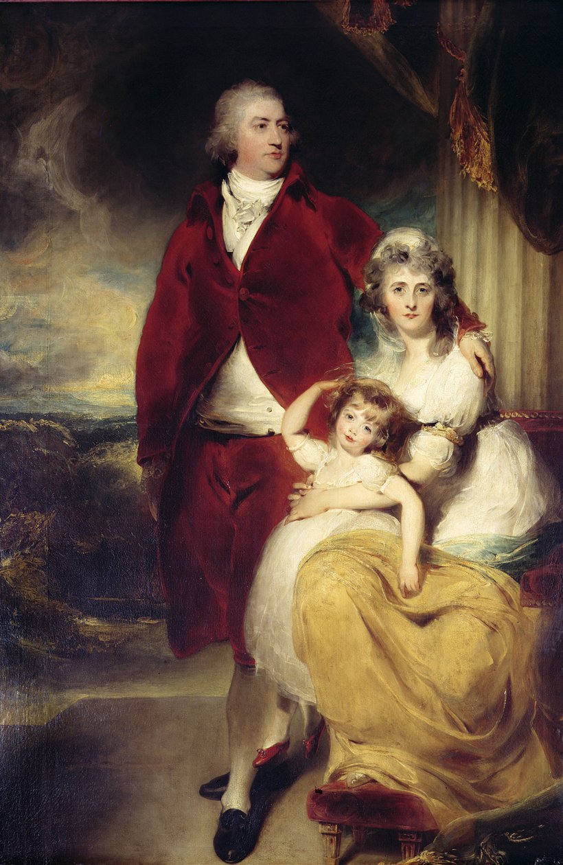 Henry, 10e Graaf en 1e Markies van Exeter, zijn vrouw Sarah en dochter Lady Sophia Cecil door Thomas Lawrence