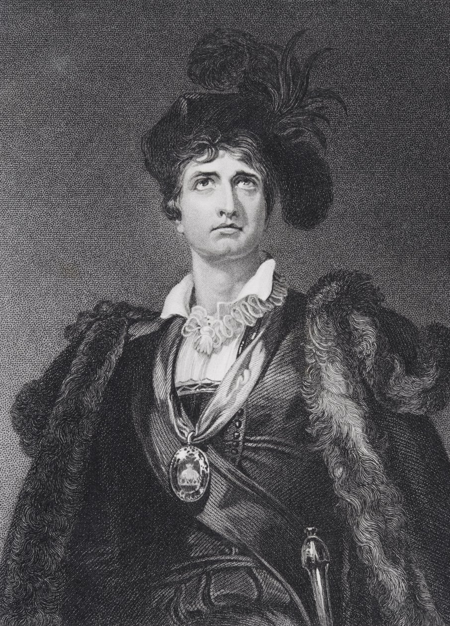 John Philip Kemble als Hamlet, gegraveerd door G. Adcock door Thomas Lawrence