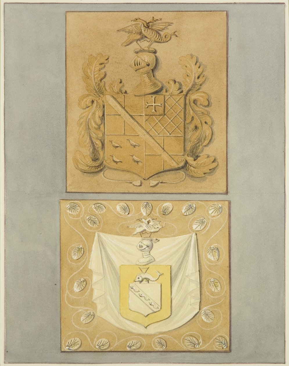 Wapenschilden op de Deur in Langton Mansion, aan de Achterkant door Thomas Leeson the Elder Rowbotham
