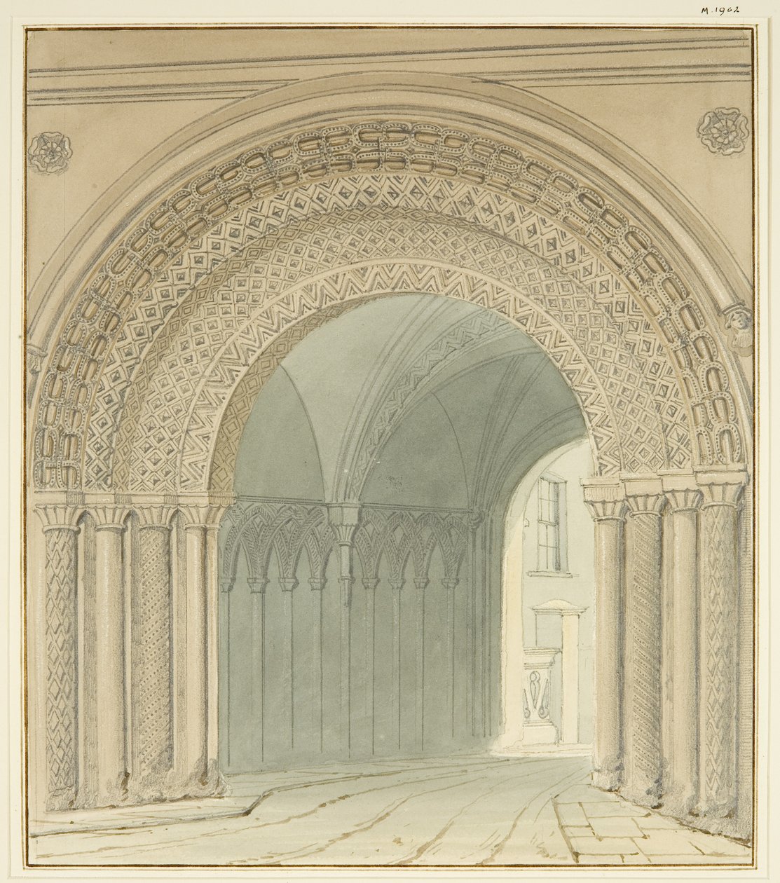 Zuidaanzicht van College Gateway, kathedraal van Bristol door Thomas Leeson the Elder Rowbotham