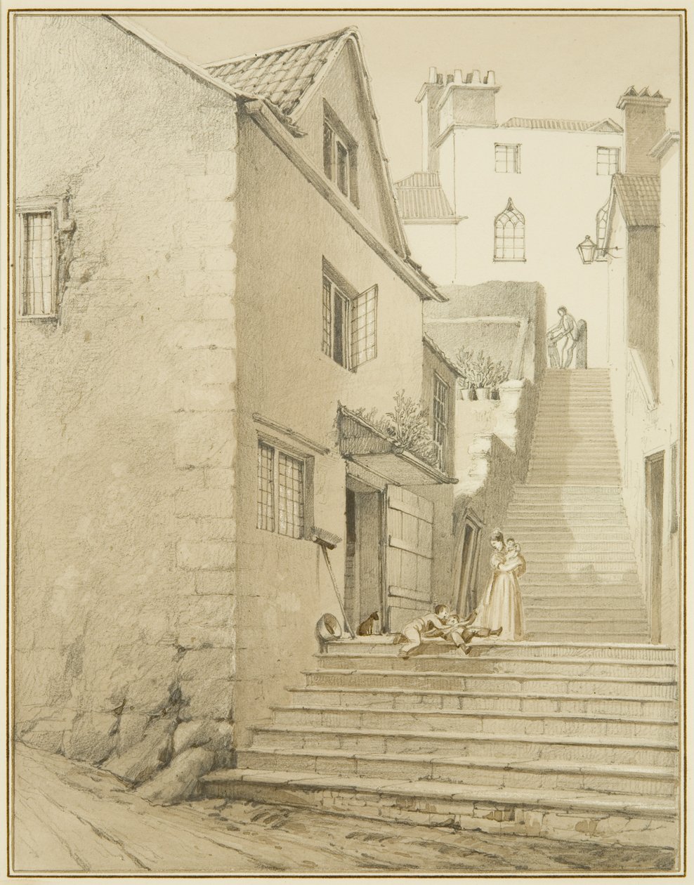 De trappen die Griffin Lane en Church Lane verbinden door Thomas Leeson the Elder Rowbotham