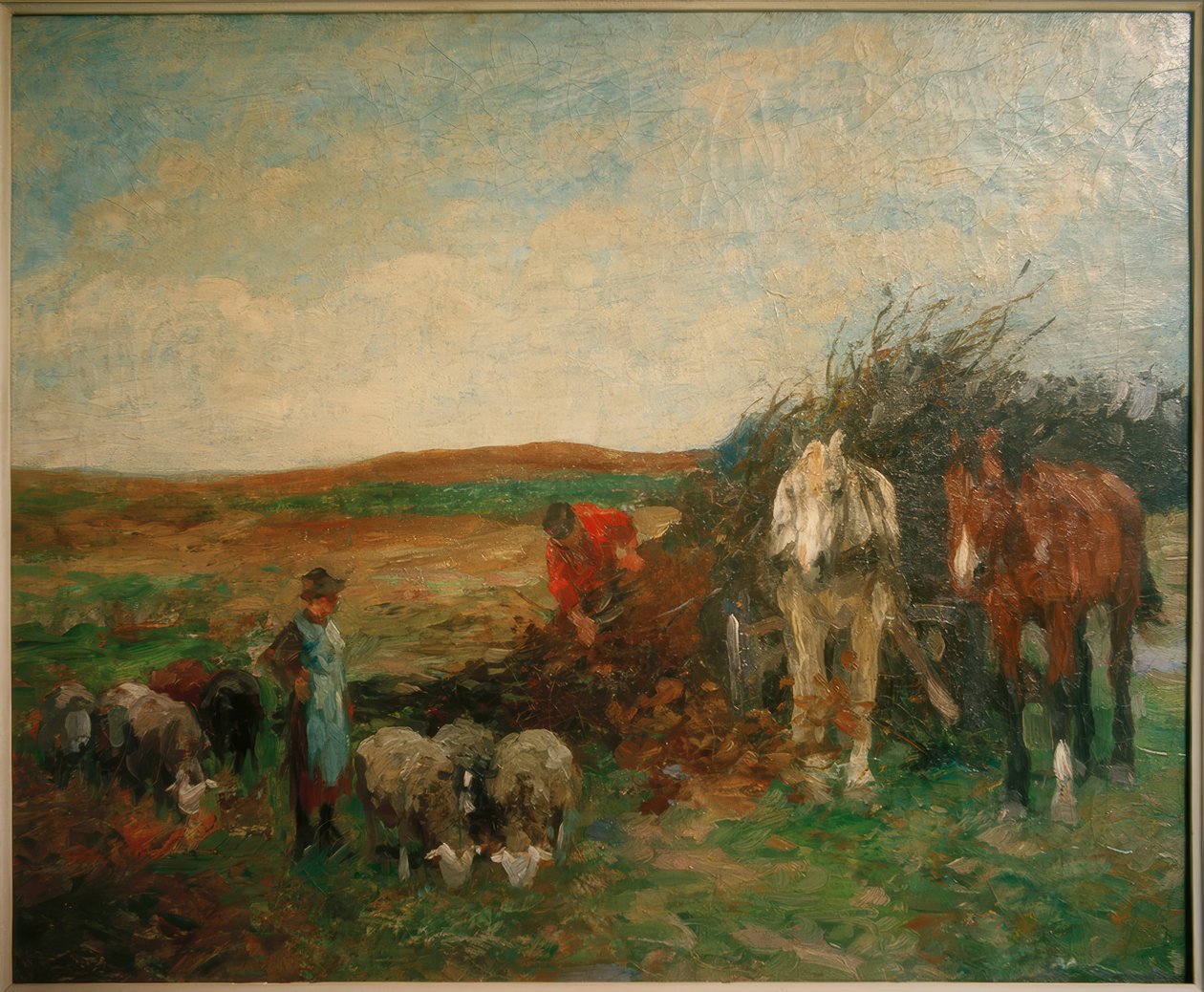 Takkenwagen en schapen door Thomas Ludwig Herbst