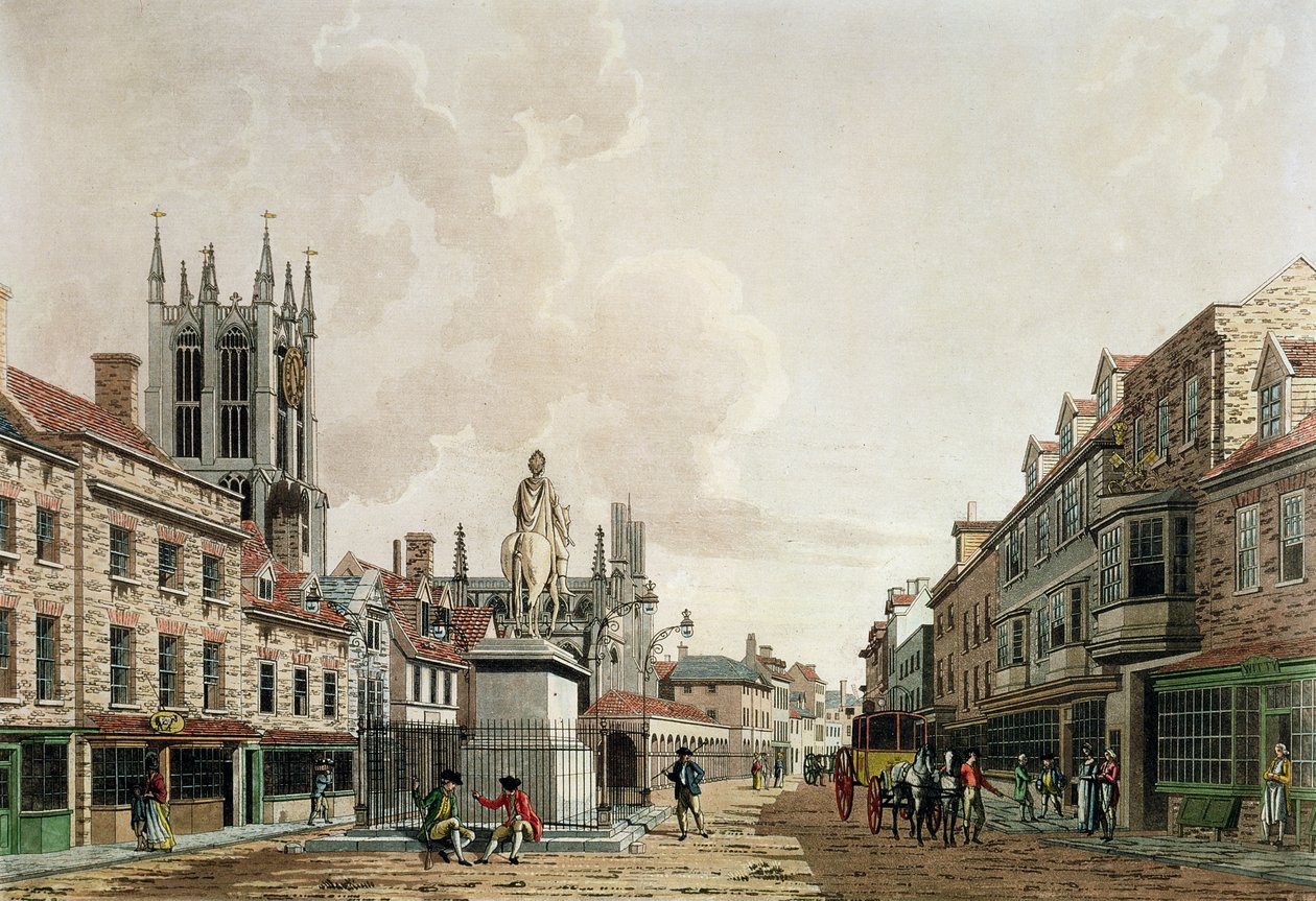 De Markt, Hull, Kijkend naar het Noorden door Thomas Malton Jnr.