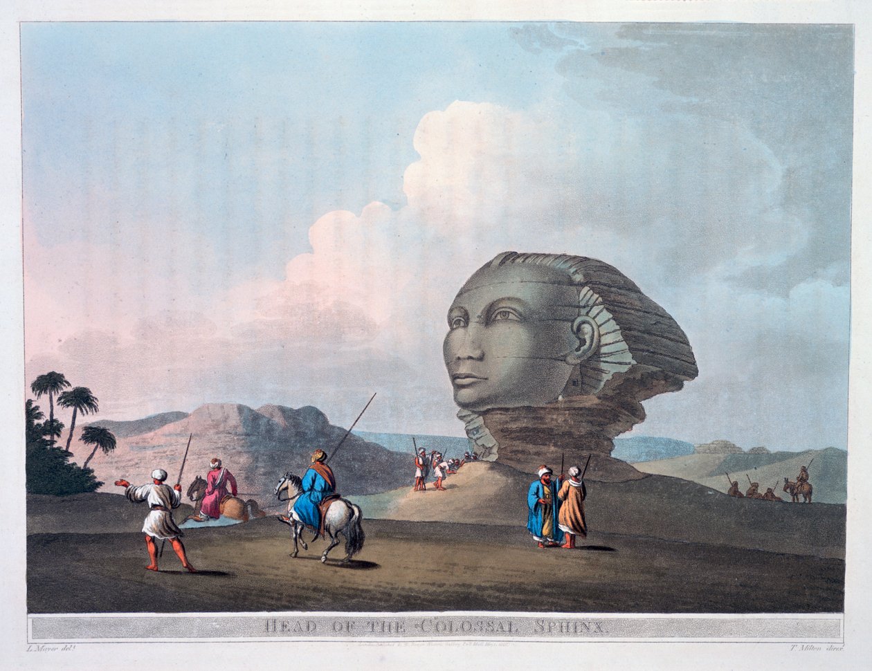 Hoofd van de Kolossale Sfinx, Gizeh, Egypte, 1801 door Thomas Milton