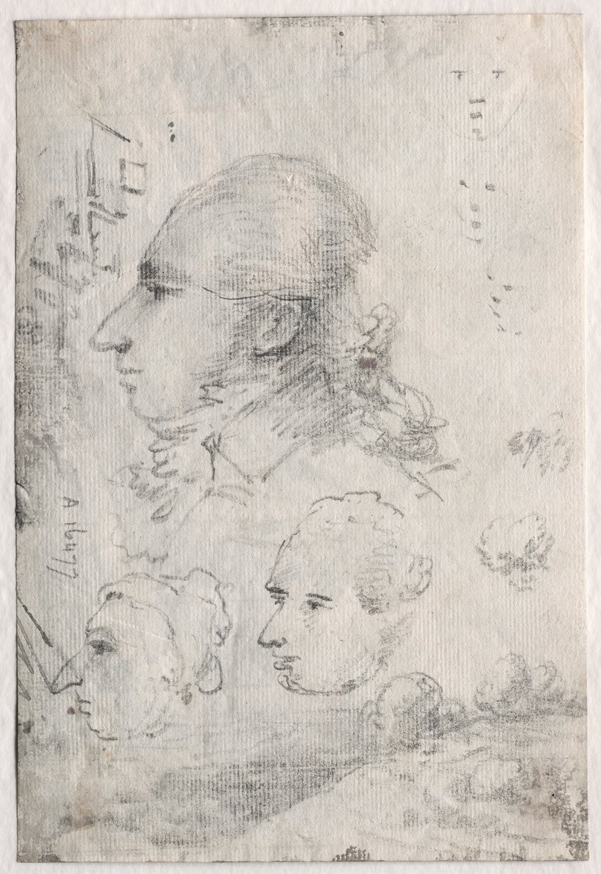 Studies van hoofden verso, ca. 1820s door Thomas Monro