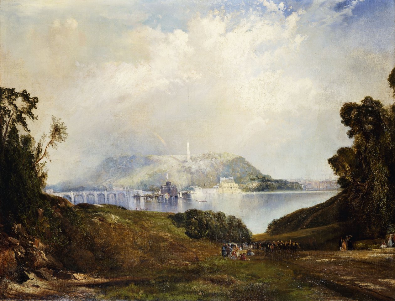 Een uitzicht op Fairmont Waterworks, Philadelphia door Thomas Moran