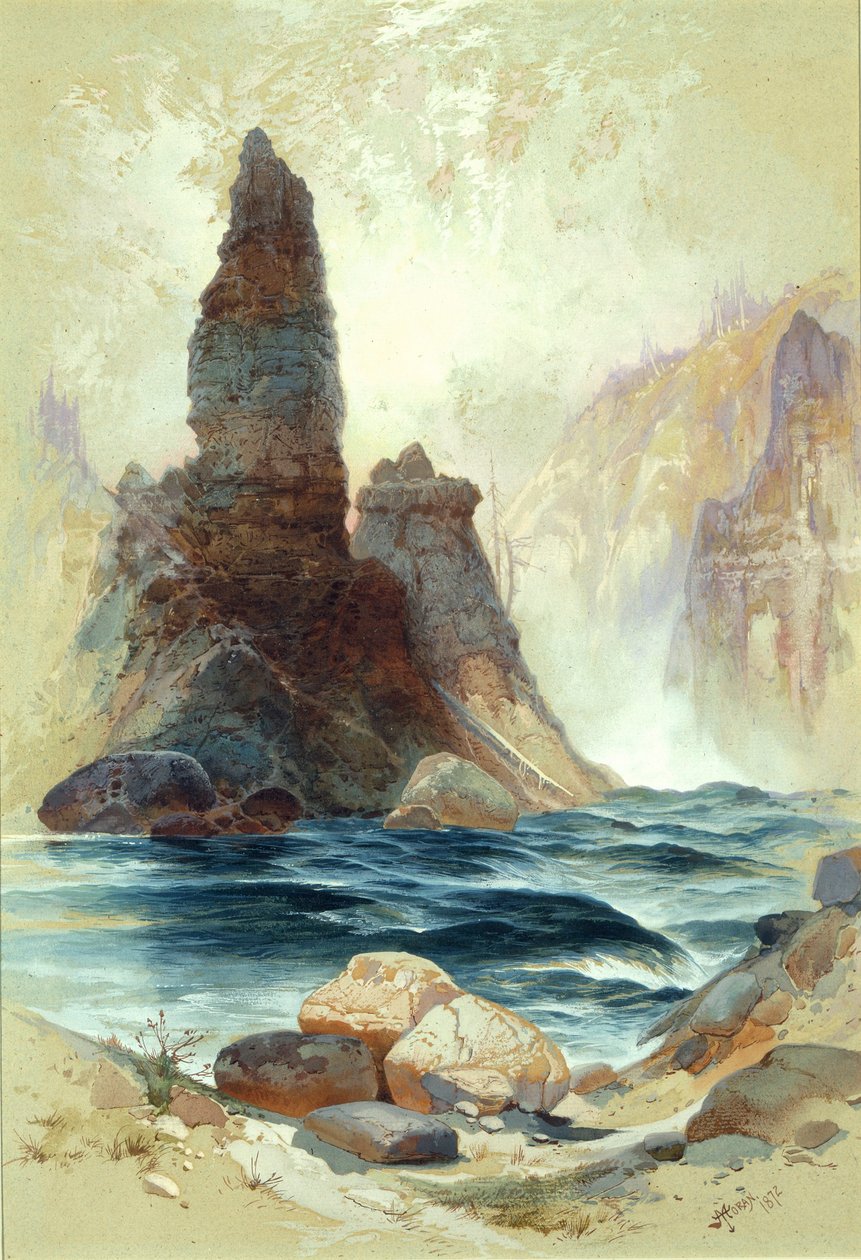 Boven de Tower Falls, Yellowstone door Thomas Moran