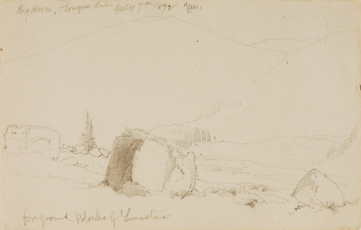 Big Horn, Tongue River door Thomas Moran
