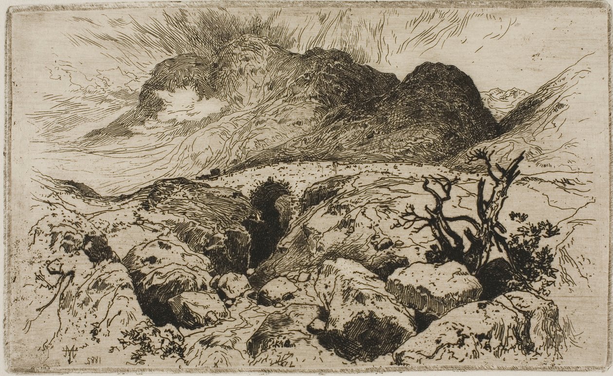 Brug in de Pas van Glencoe door Thomas Moran