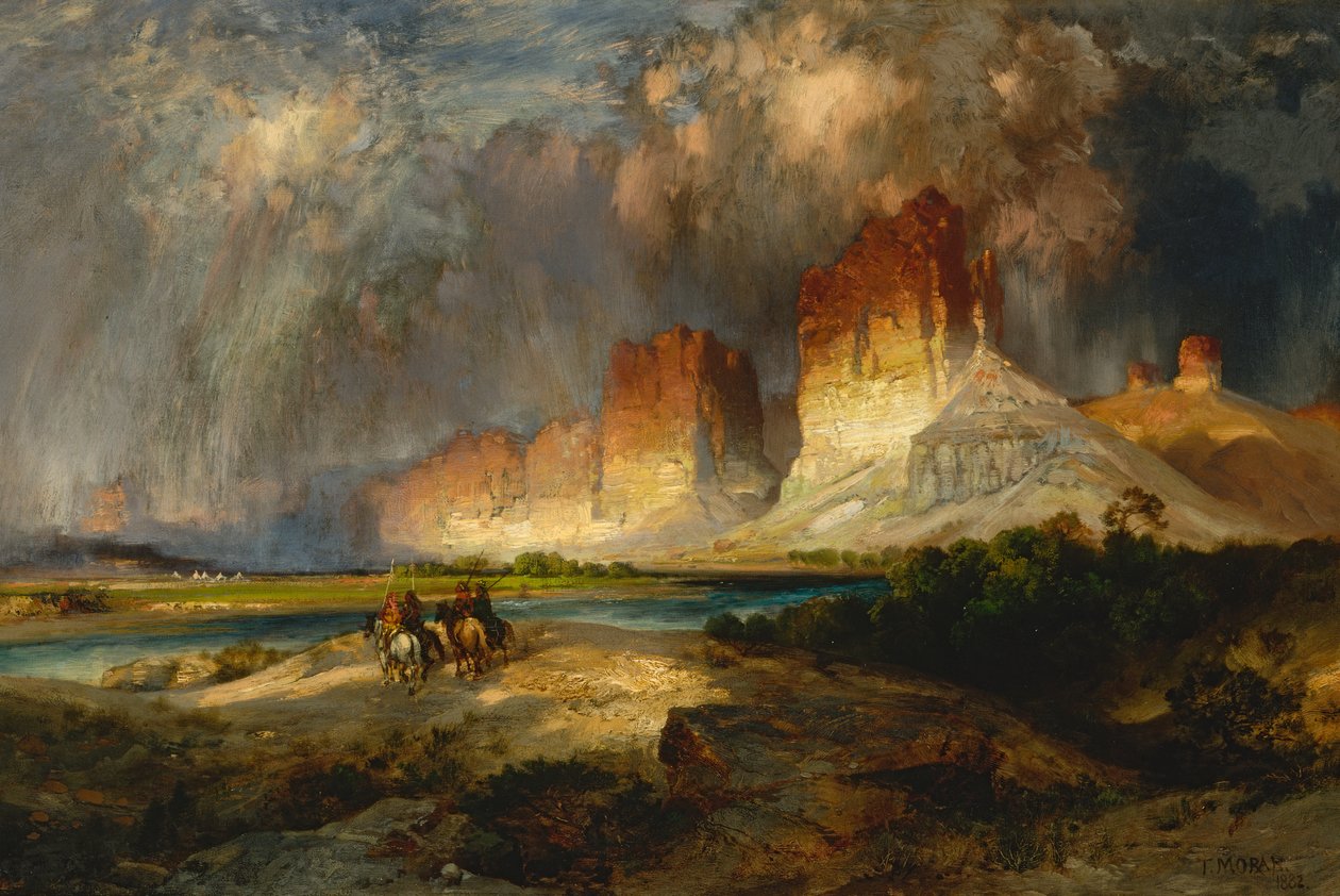 Kliffen van de Upper Colorado River, Wyoming Territory, 1882 door Thomas Moran