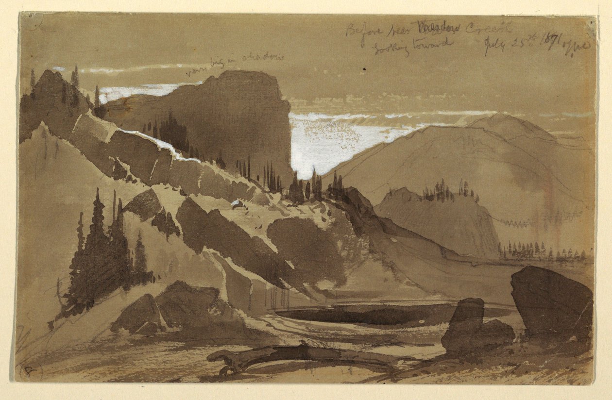 Tekening, bij Meadow Creek, Utah, 25 juli 1871 door Thomas Moran