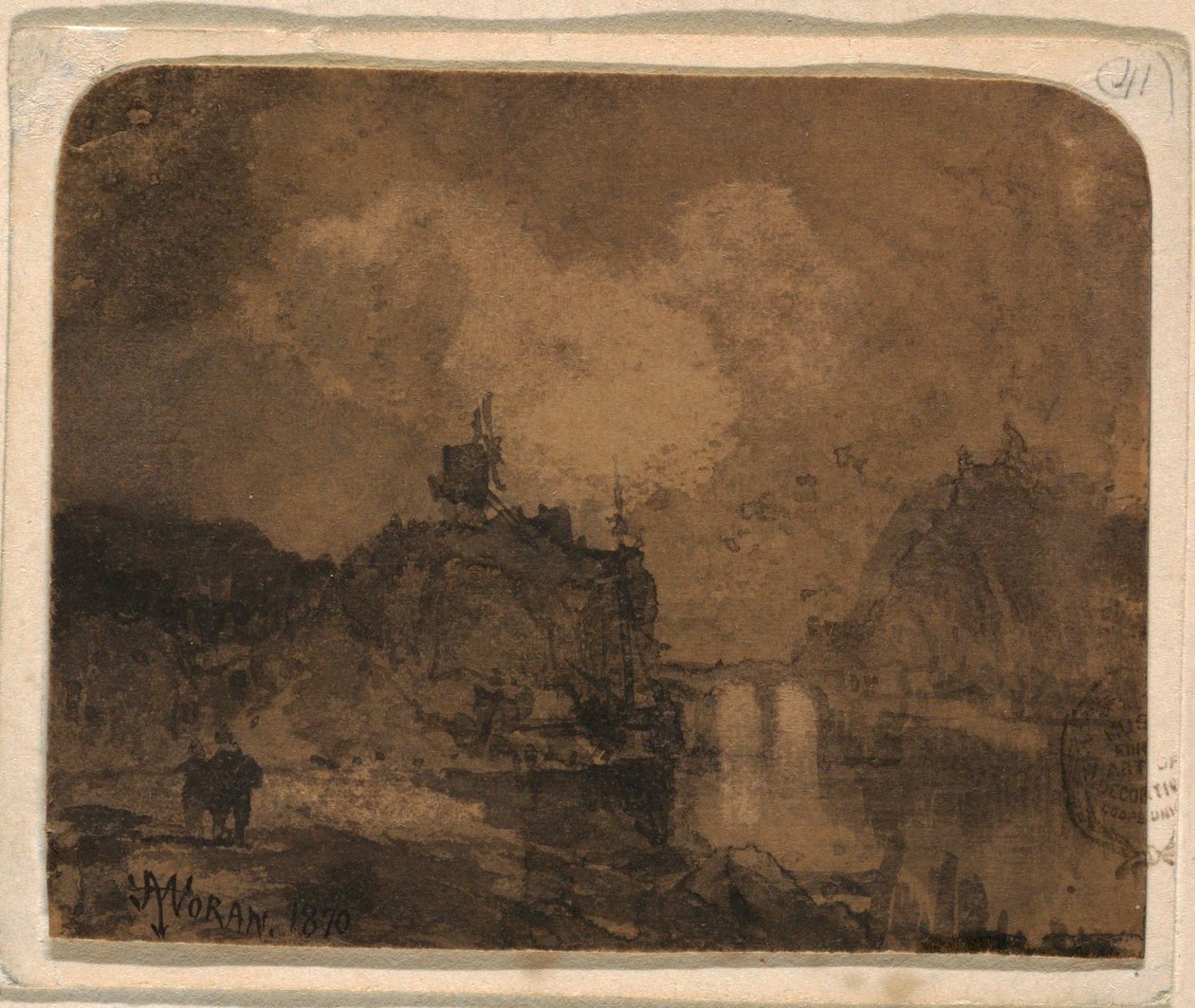Tekening, Rivierlandschap, Grand Canyon, Colorado, 1870 door Thomas Moran