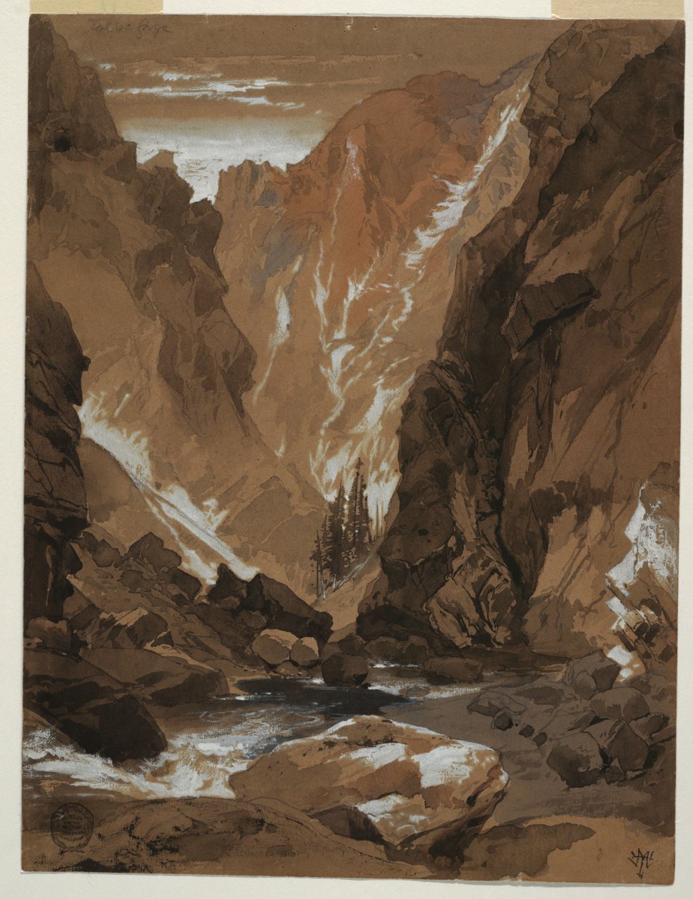 Tekening, Toltekenkloof, Colorado, 1881 door Thomas Moran