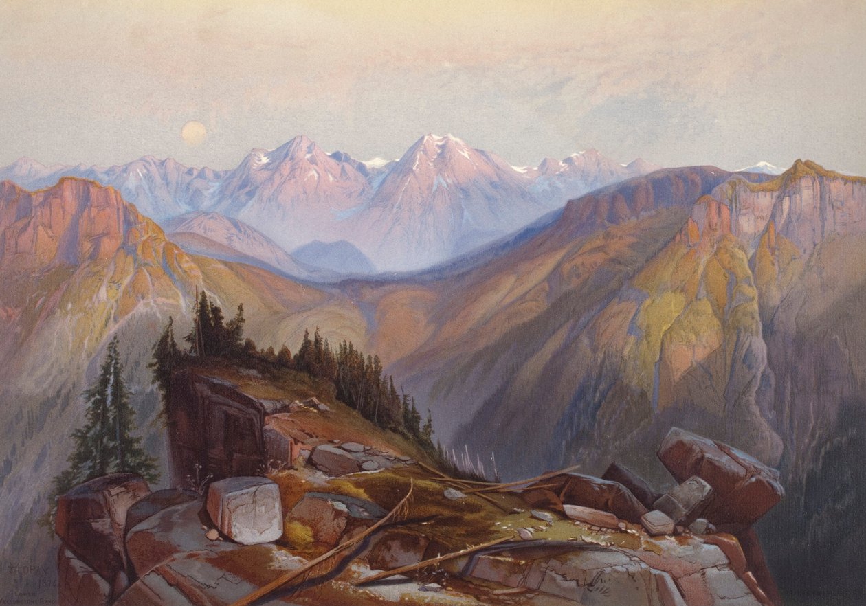 De lagere Yellowstone-keten gezien vanuit Yellowstone National Park door Thomas Moran