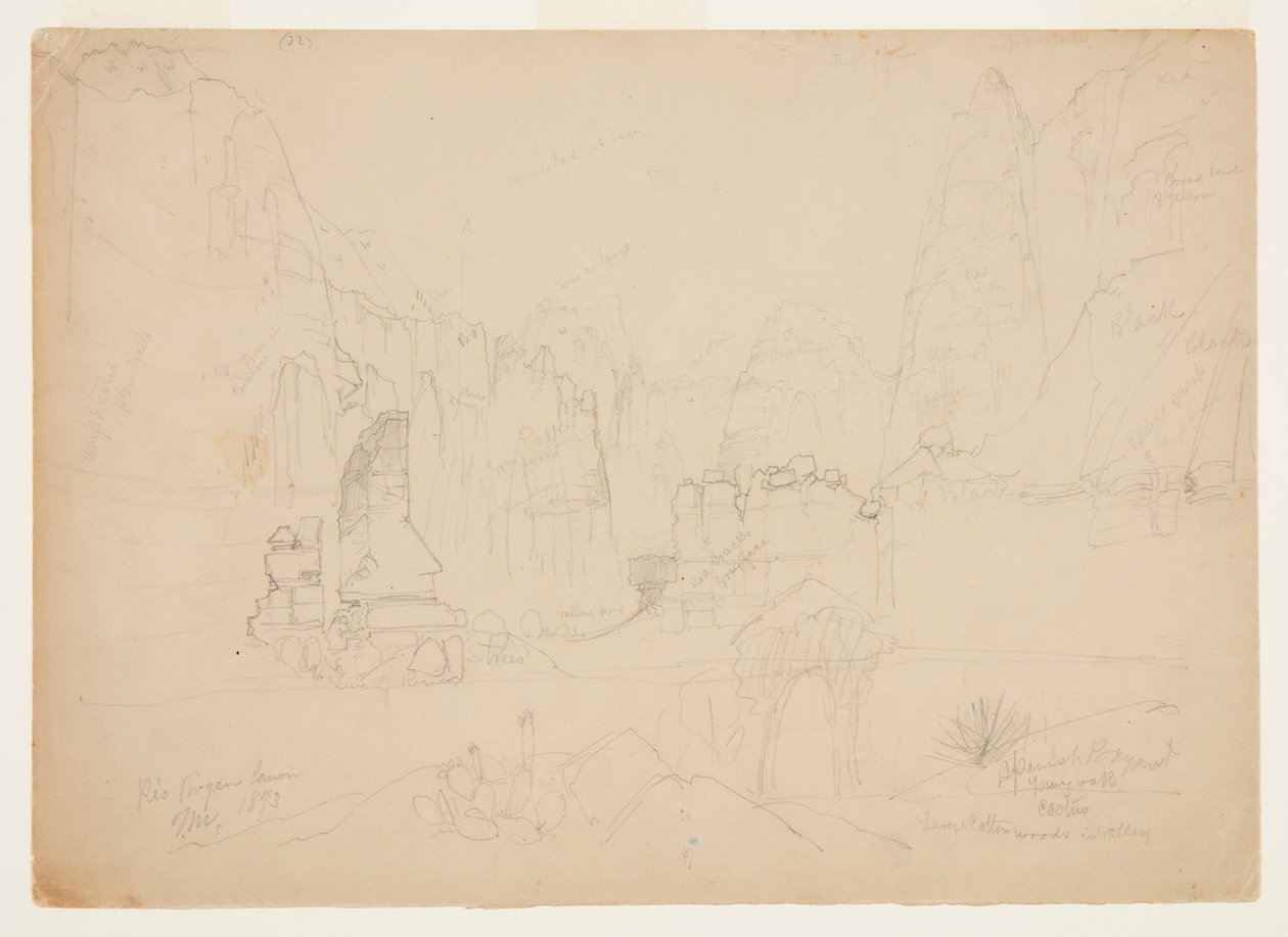 De Canyon van de Rio Virgin, Zuid-Utah door Thomas Moran
