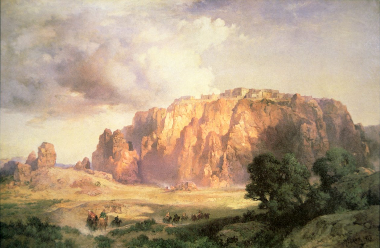 Het Pueblo van Acoma, New Mexico door Thomas Moran