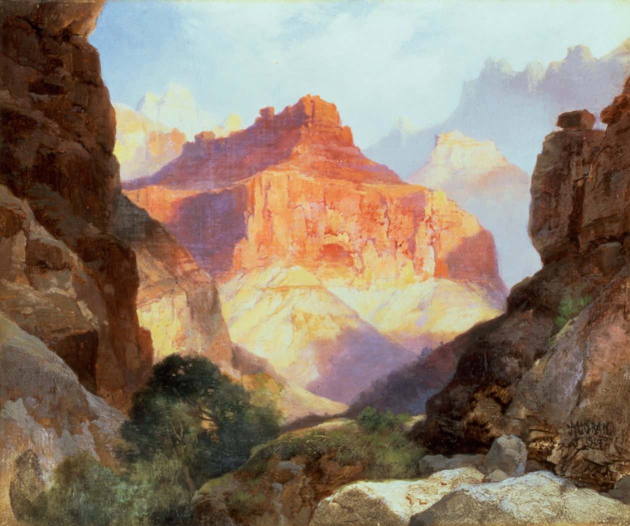 Onder de Rode Muur, Grand Canyon van Arizona, 1917 door Thomas Moran