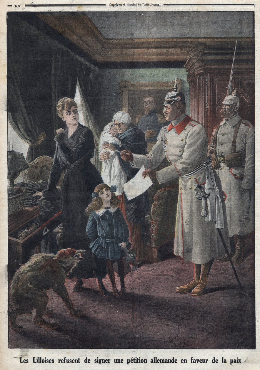 Eerste Wereldoorlog: inwoners van Lille weigeren een petitie van Duitse soldaten voor vrede te ondertekenen door Thomas & Mortimer John Hamilton (1741-79) Jones