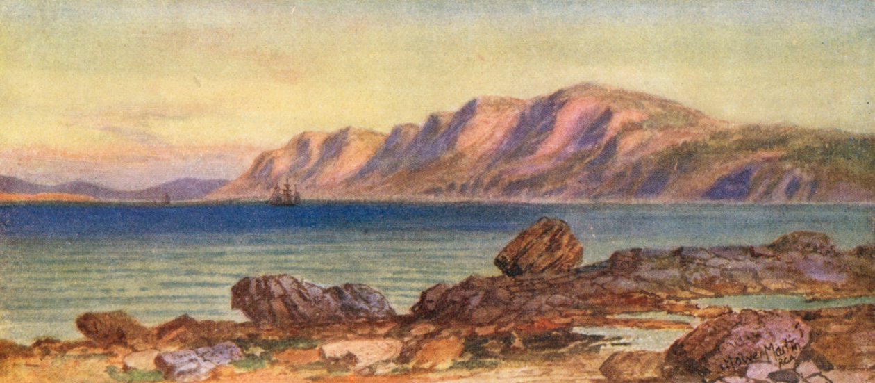 Cape Porcupine, Gut of Canso, Cape Breton (kleurenlitho) door Thomas Mower Martin