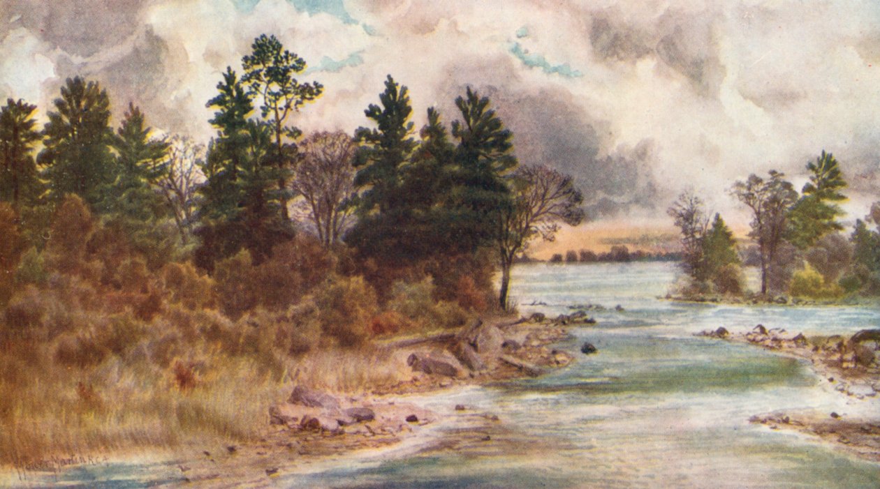 De Ottawa bij Vaudreuil (kleurenlitho) door Thomas Mower Martin