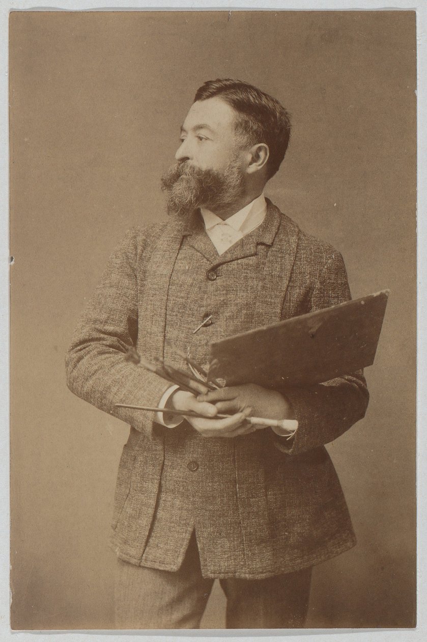 Driekwartportret van Thomas Nast met palet en penseel door Thomas Nast