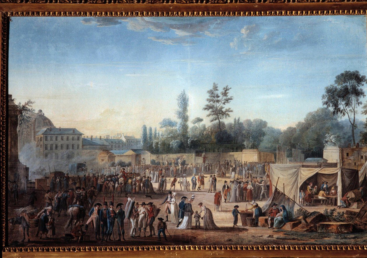 Zicht op de Tuilerieën en de Place de la Révolution door Thomas Naudet