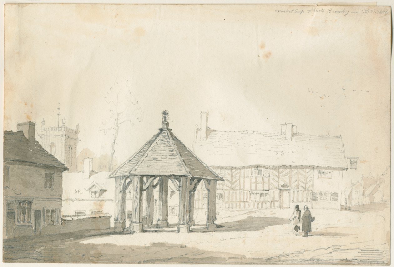 Abbots Bromley Tudor - Marktkruis en Huis door Thomas Peploe Wood