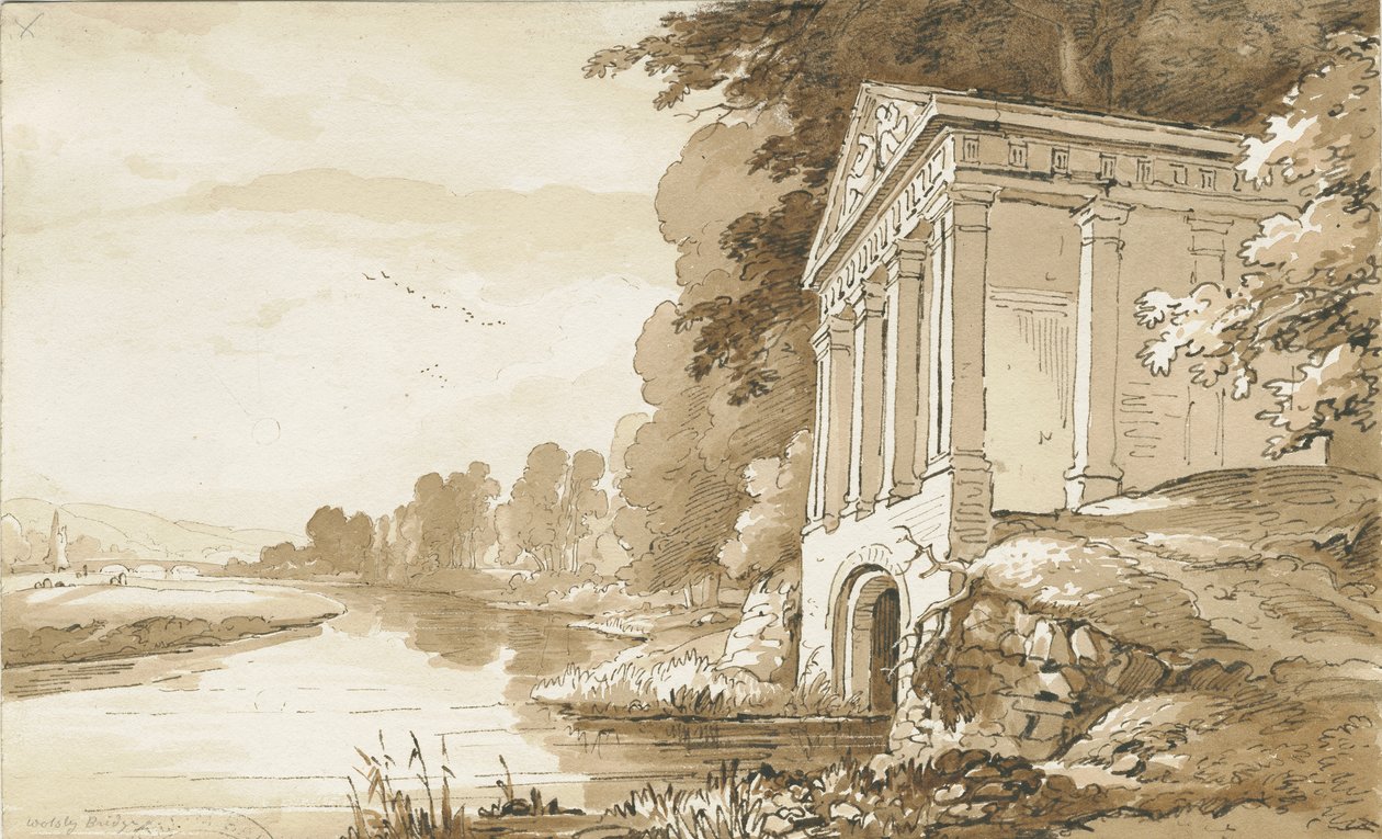 Colwich - Tempel bij Wolseley Bridge door Thomas Peploe Wood