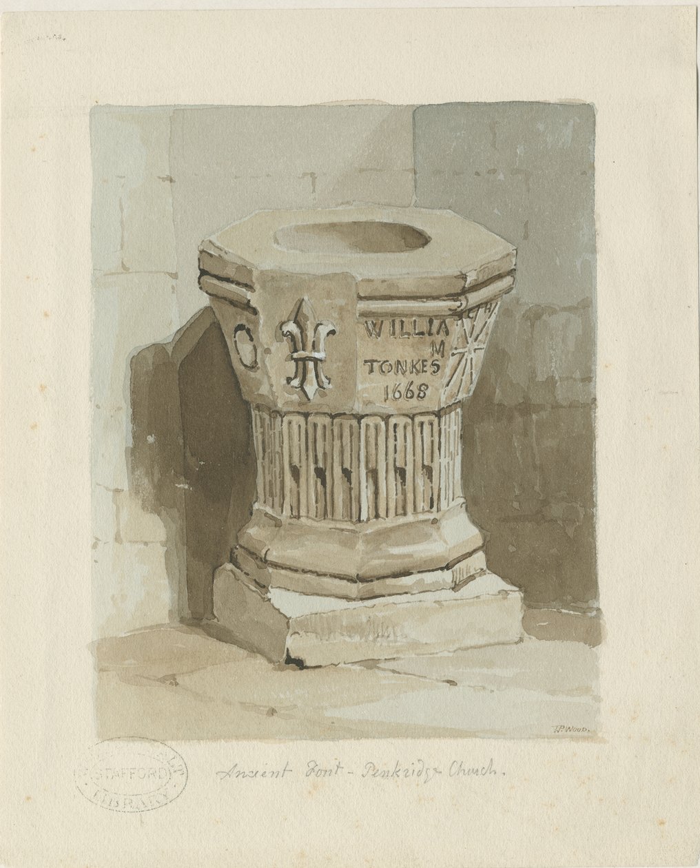 Doopvont in Penkridge Kerk door Thomas Peploe Wood