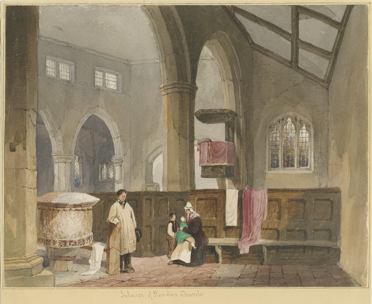 Interieur van Standon Kerk door Thomas Peploe Wood