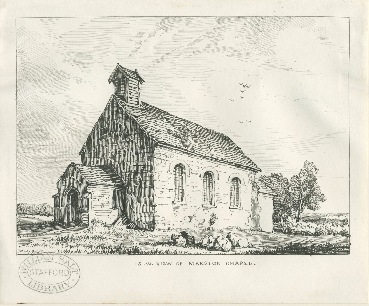 Stafford - Marston Kapel: pen en inkt tekening door Thomas Peploe Wood
