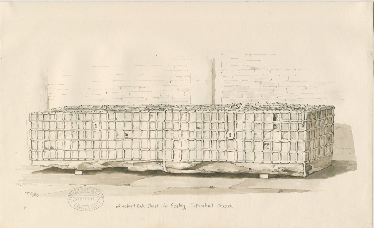 Tettenhall - Oude Eiken Kist: sepia en pen tekening door Thomas Peploe Wood