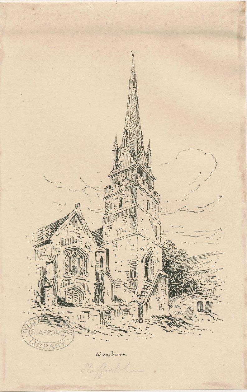 Wombourne Kerk: zinkografie, nd [midden 19e eeuw] door Thomas Peploe Wood