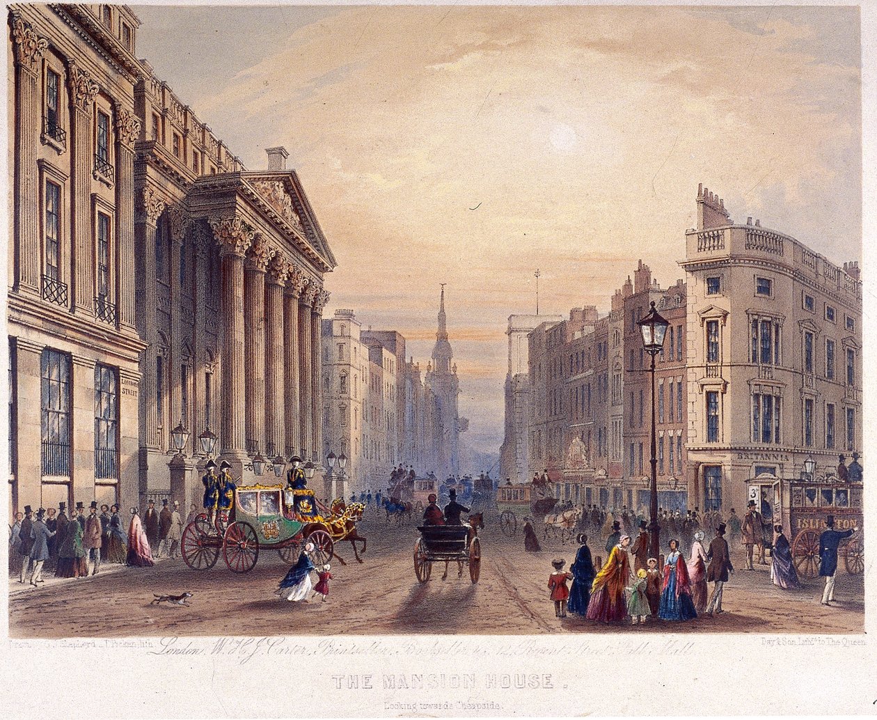 Buitenkant van Mansion House, Londen, 1851 door Thomas Picken