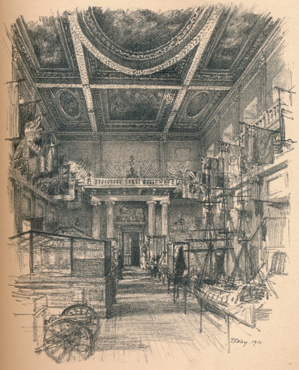 Interieur van de banketzaal, Whitehall Palace, 1902 door Thomas Robert Way