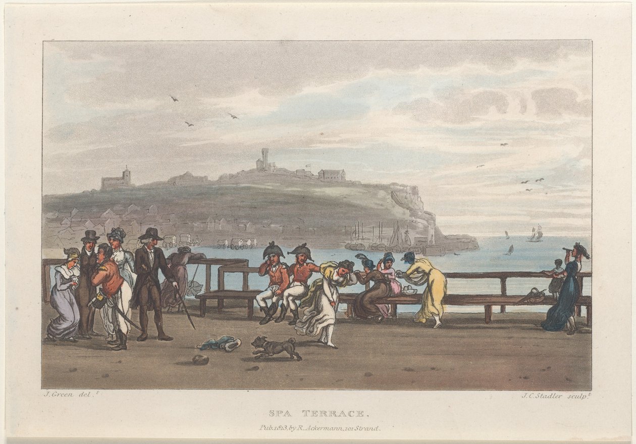 Spa-terras, uit Poetische schetsen van Scarborough, 1813 door Thomas Rowlandson, Joseph Constantine Stadler, J. Bluck