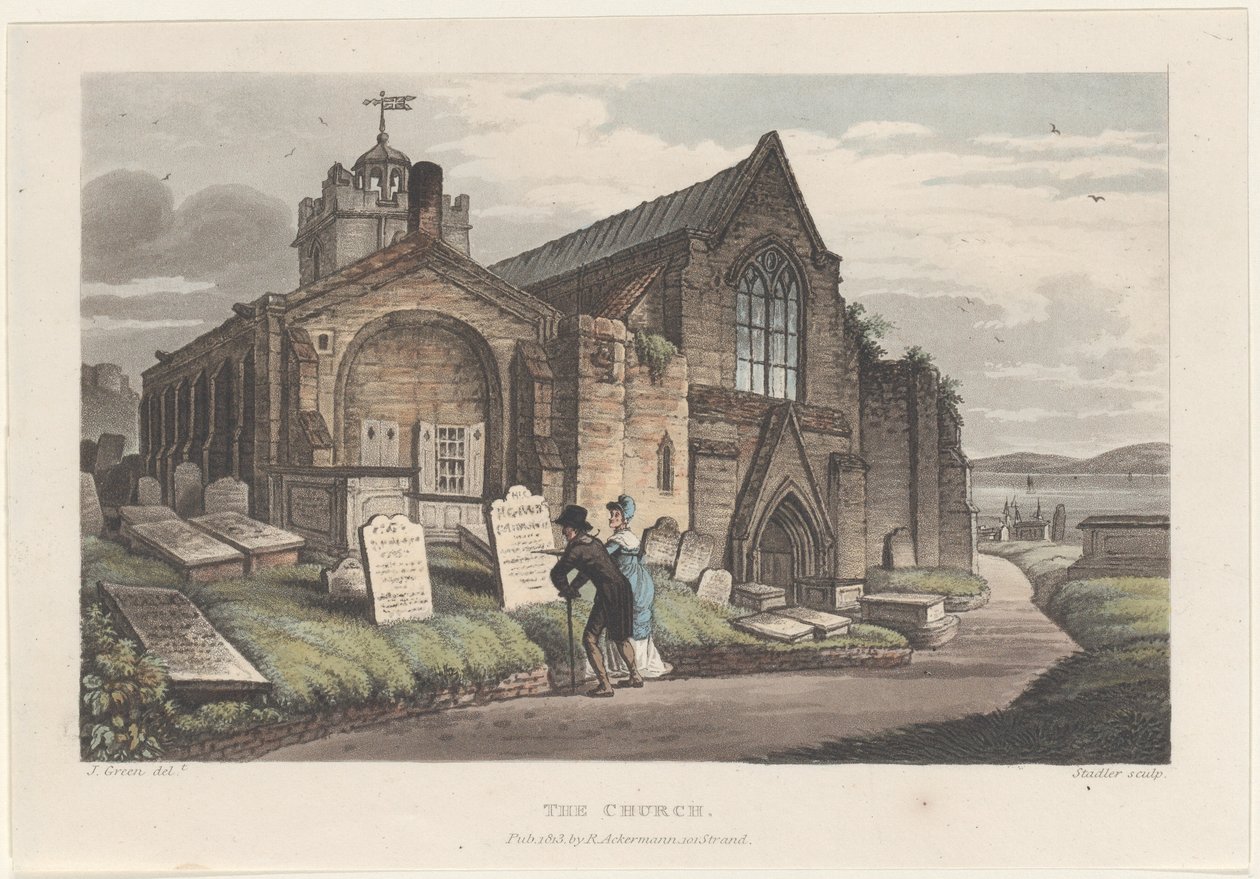 De Kerk, uit Poetische Schetsen van Scarborough, 1813 door Thomas Rowlandson, Joseph Constantine Stadler, J. Bluck