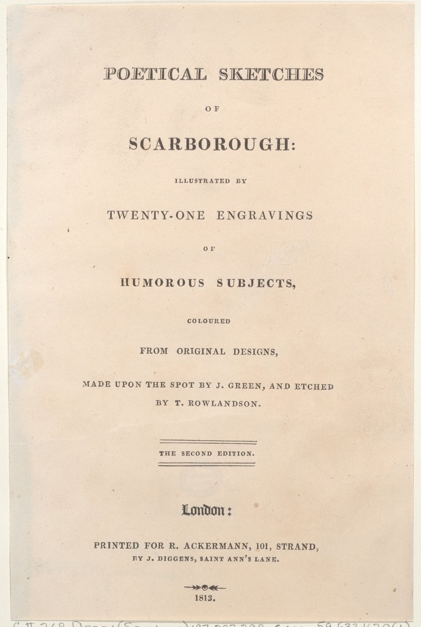 Titelpagina, uit Poetical Sketches of Scarborough, 1813 door Thomas Rowlandson, Joseph Constantine Stadler, J. Bluck