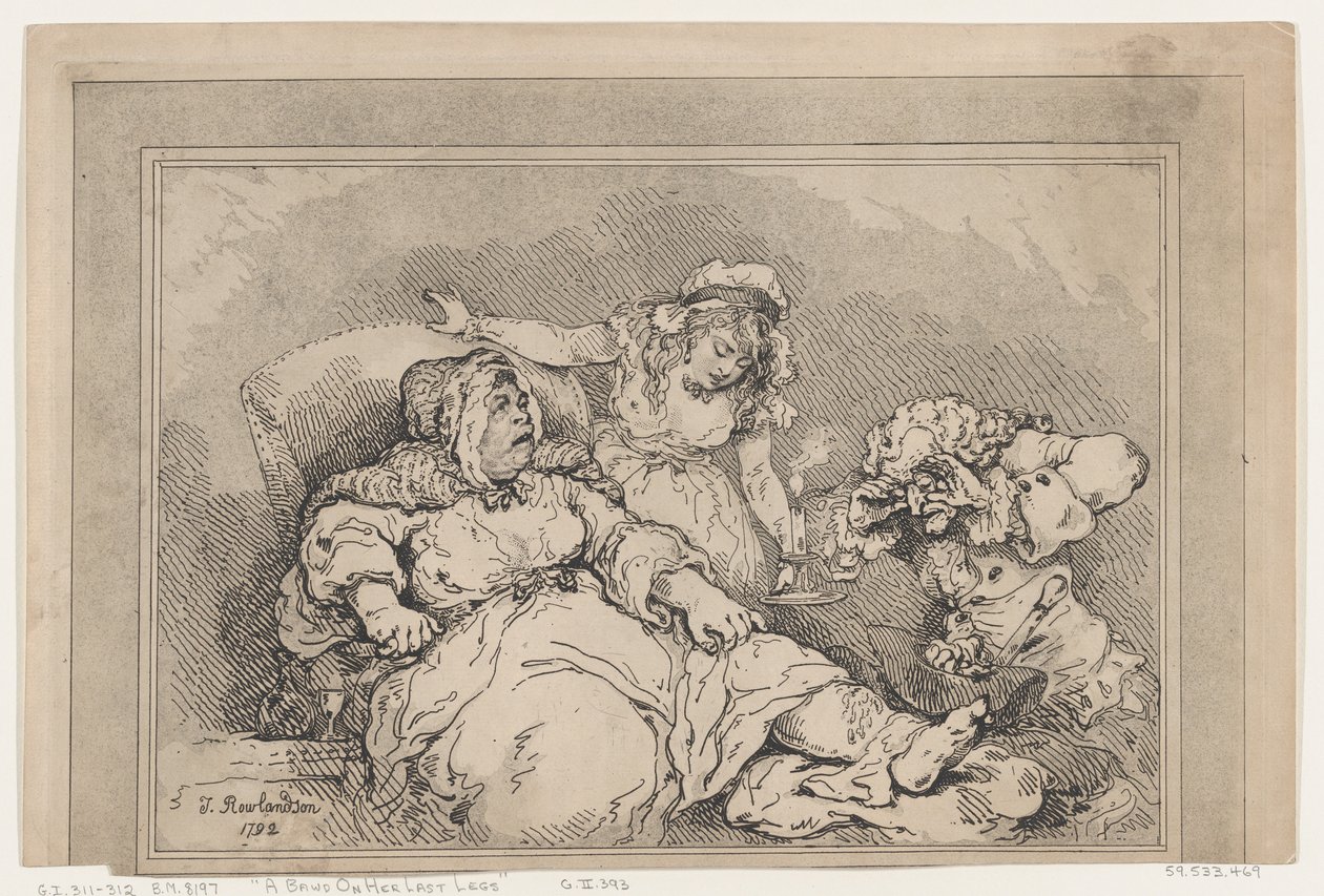 Een Koppelaarster op haar Laatste Benen, 1792 door Thomas Rowlandson