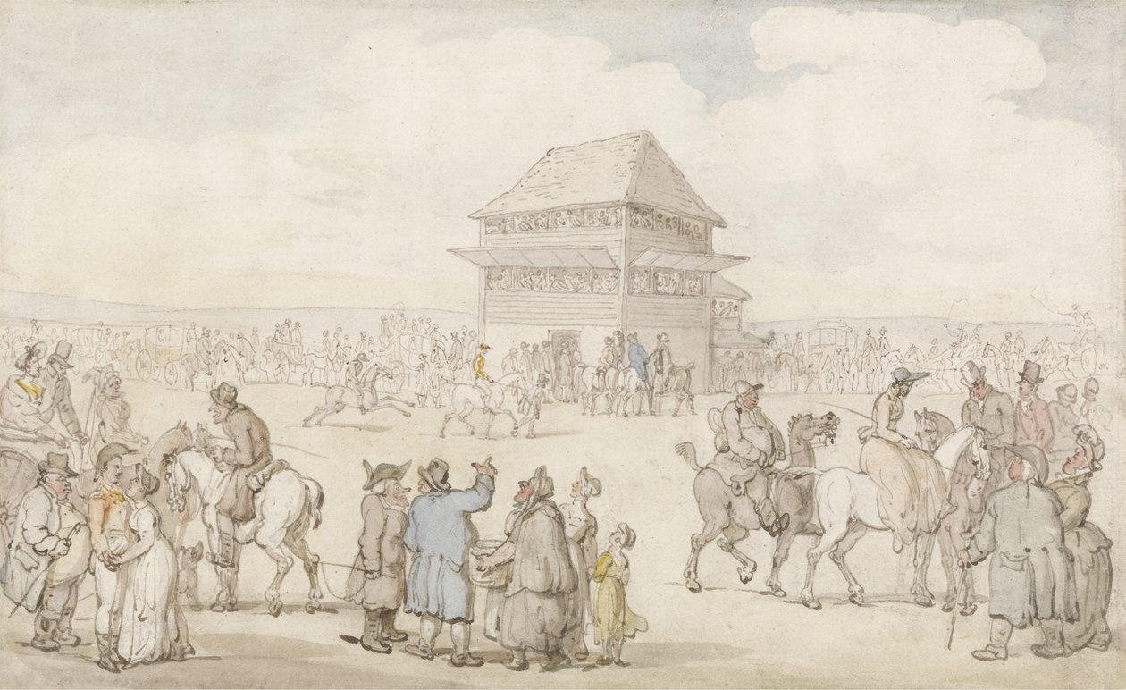 Een drukke racebijeenkomst, c.1805-10 door Thomas Rowlandson