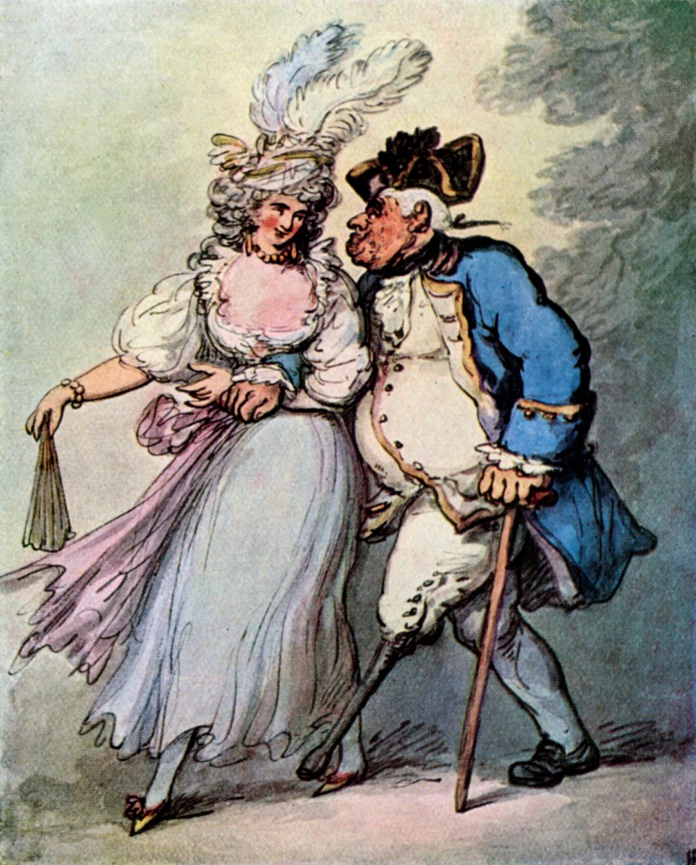 Een Franse fregat sleept een Engelse oorlogsschip de haven in, laat 18e-begin 19e eeuw door Thomas Rowlandson