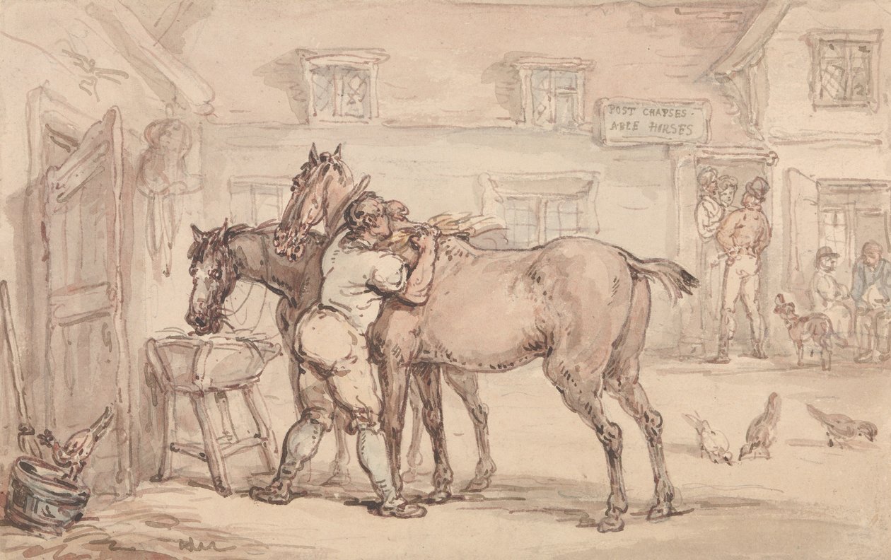 Een paardenstal door Thomas Rowlandson