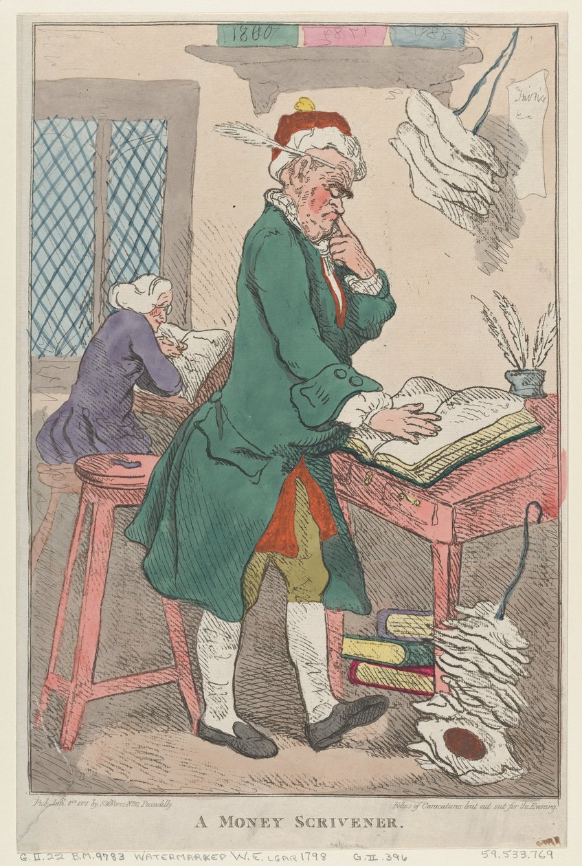 Een geldschrijver, 1 januari 1801 door Thomas Rowlandson