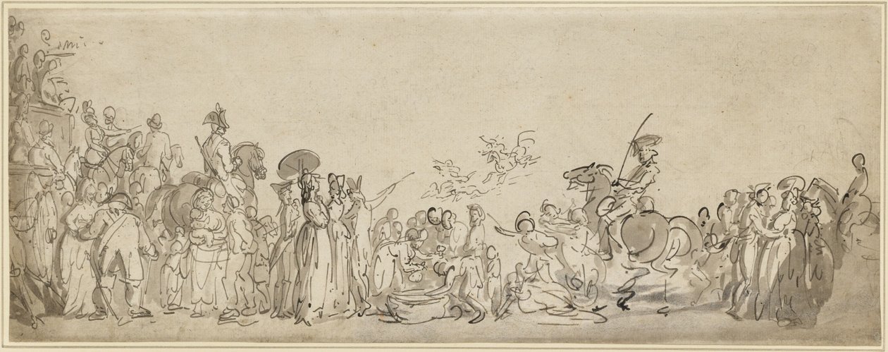 Een militaire revue in Hyde Park door Thomas Rowlandson