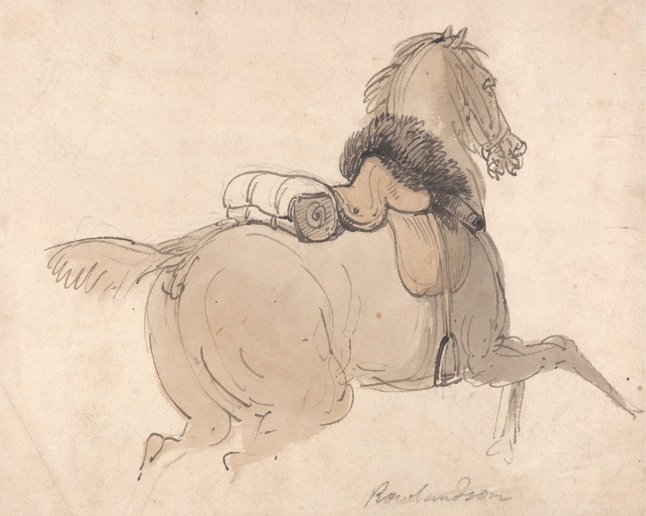 Een bereden cavaleriepaard door Thomas Rowlandson