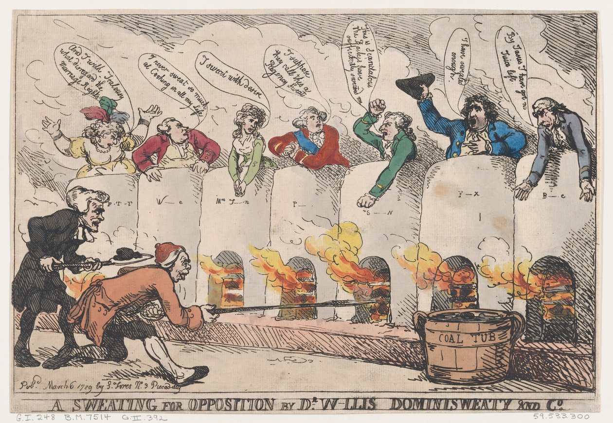 Een Zweten voor Oppositie door Dr. W-llis Dominisweaty en Co., 6 maart 1789 door Thomas Rowlandson