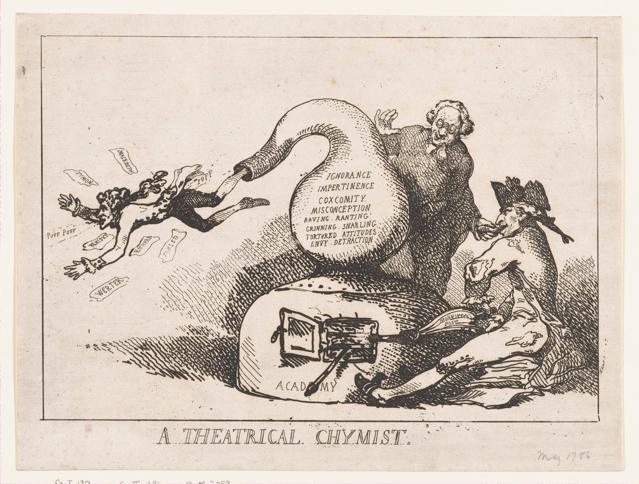 Een theaterchemicus door Thomas Rowlandson