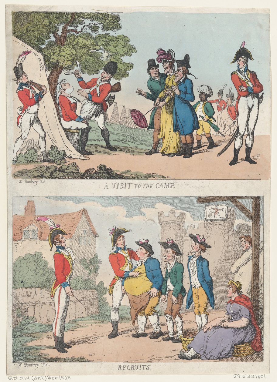Bezoek aan het kamp, en rekruten, 1811 door Thomas Rowlandson